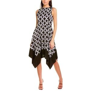 Donna Karan Black Handkerchief Hem A Line Dress Size 8 Classic Cocktail Chic NWT